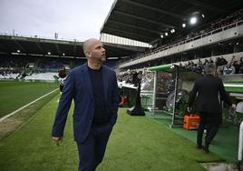 José Alberto, antes del encuentro ante el Andorra, en los Campos de Sport.