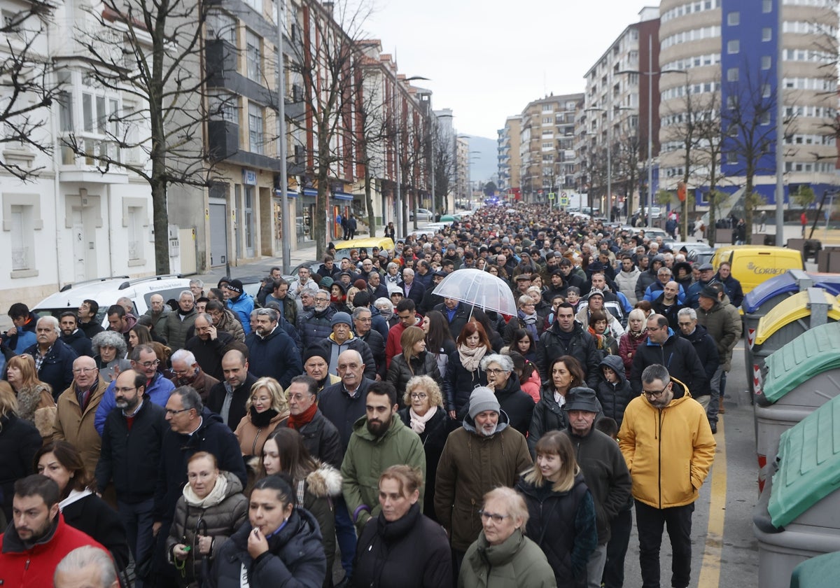 Manifestación de los trabajadores de Aspla, el pasado viernes por Torrelavega.