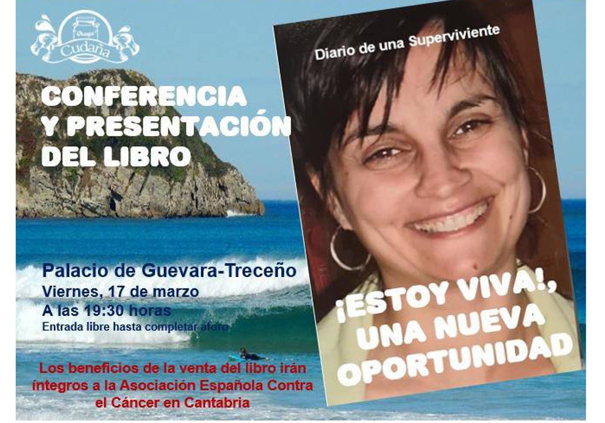 Cartel de la presentación con la portada del libro.