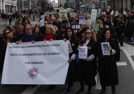 Manifestación de letrados y funcionarios de Justicia en Madrid.