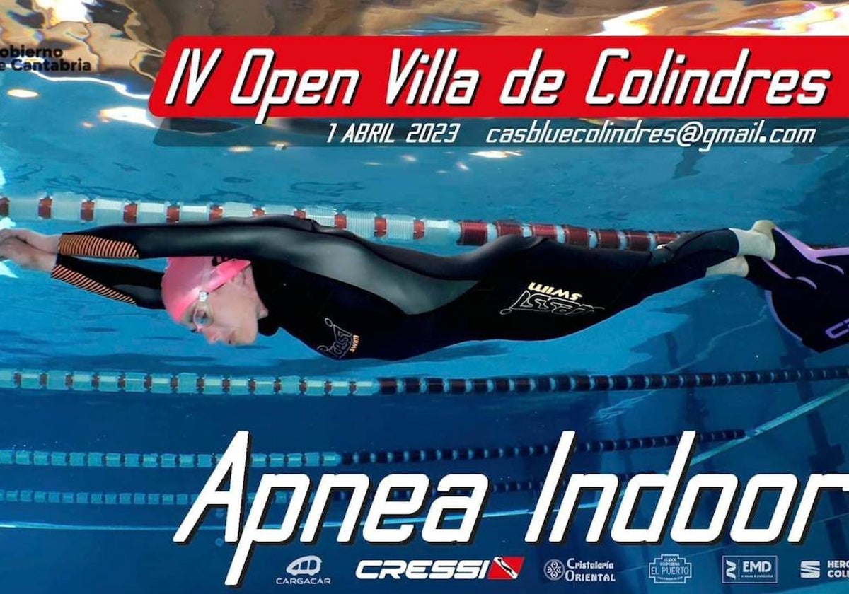 Espectacular imagen de una deportista bajo el agua que sirve como fondo del cartel oficial de la competición de este sábado en Colindres.