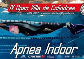 Espectacular imagen de una deportista bajo el agua que sirve como fondo del cartel oficial de la competición de este sábado en Colindres.