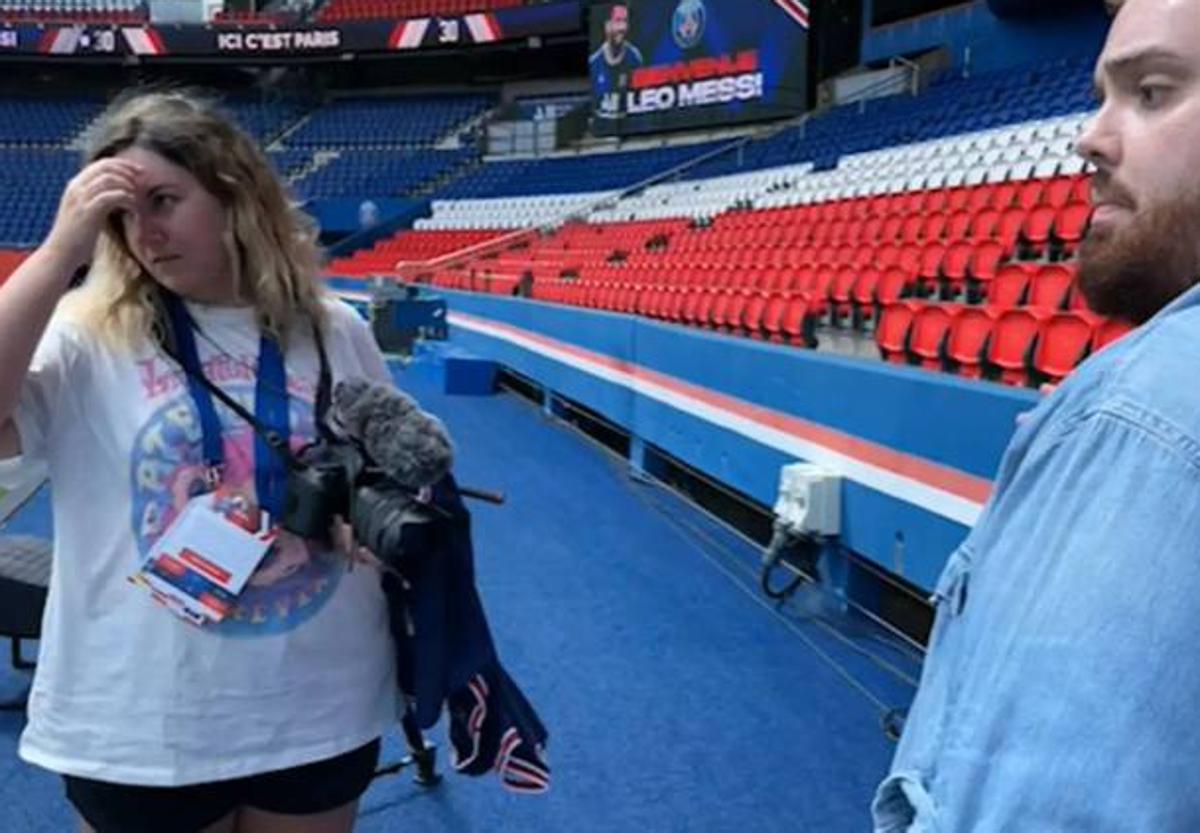 Carmen Cardenete en el evento de presentación de Messi en París junto a Ibai LLanos.