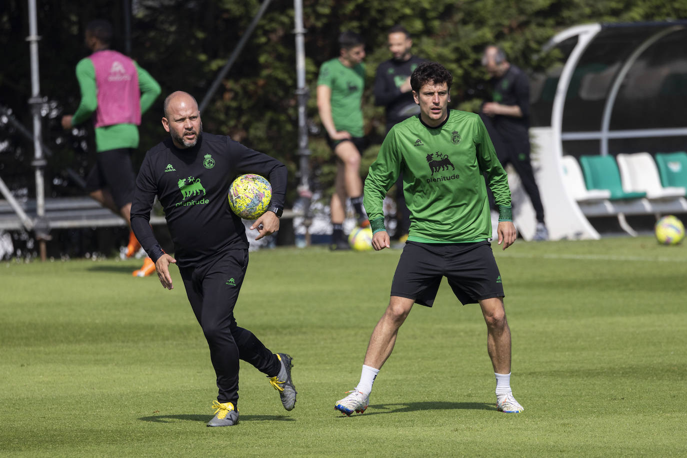 José Alberto y Sangalli, durante un momento de la sesión matinal en La Albericia.