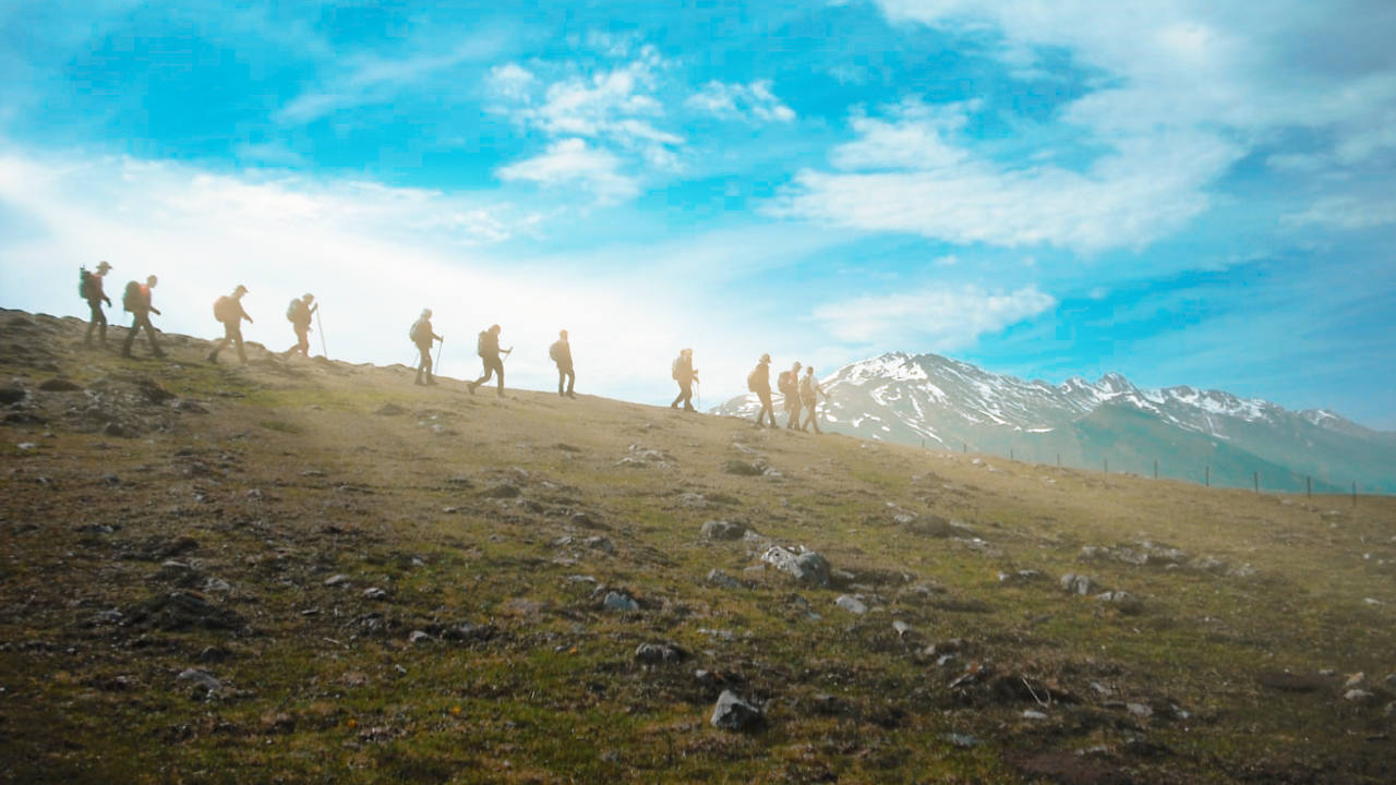 El grupo por el Prau Conceju.