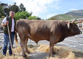 José Ignacio Gómez, de Espinama, con el toro que recibió el premio al mejor ejemplar del concurso.