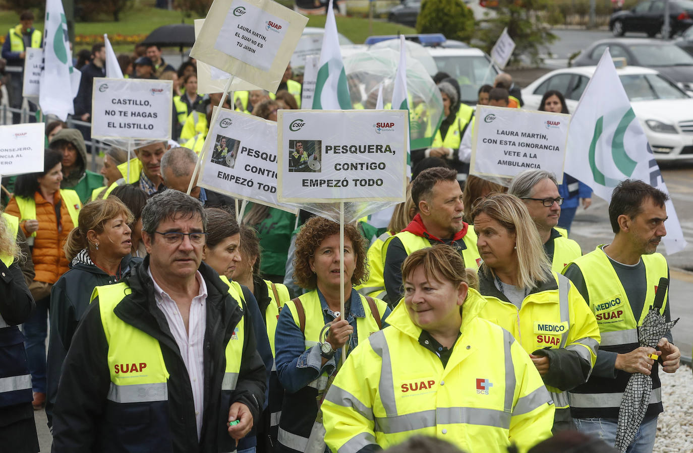 Otro momento de la manifestación celebrada esta mañana en Santander