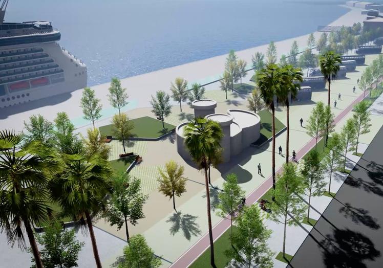 Imagen principal - Infografía de la zona de la Estación Marítima, el malecón de Puertochico y el paseo hacia Los Peligros, a la altura del Museo Marítimo.