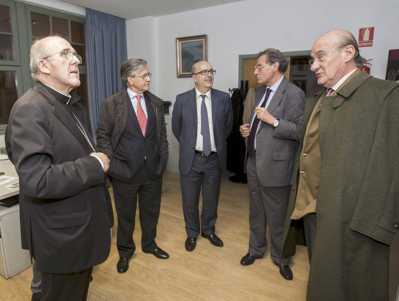 Carlos Osoro, Manuel Campillo, José Miguel Santamaría, Manuel Ángel Castañeda y Mariano Linares, en 2013, en una intervención del entonces arzobispo de Valencia en el Ateneo.