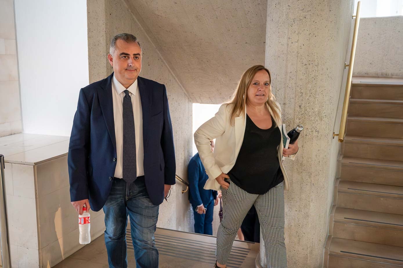 Roberto Media e Isabel Urrutia, a su llegada al hemiciclo. 