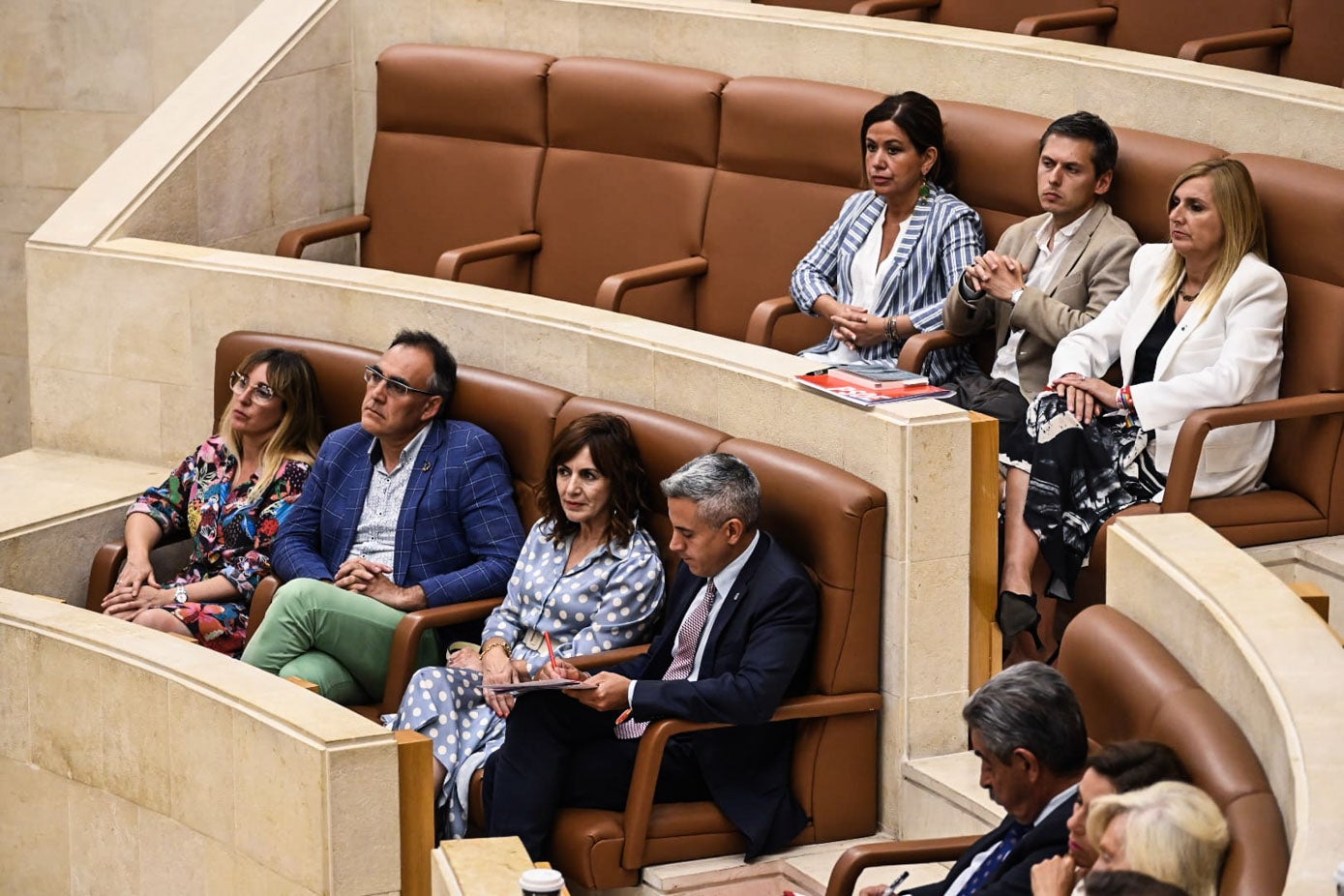 Los diputados socialistas: En la fila de arriba (de izquierda a derecha), Eva Salmón, Mario Iglesias y Noelia Cobo. Abajo, Eugenia Gómez de Diego, Raúl Pesquera, Ana Belén Álvarez y Pablo Zuloaga.