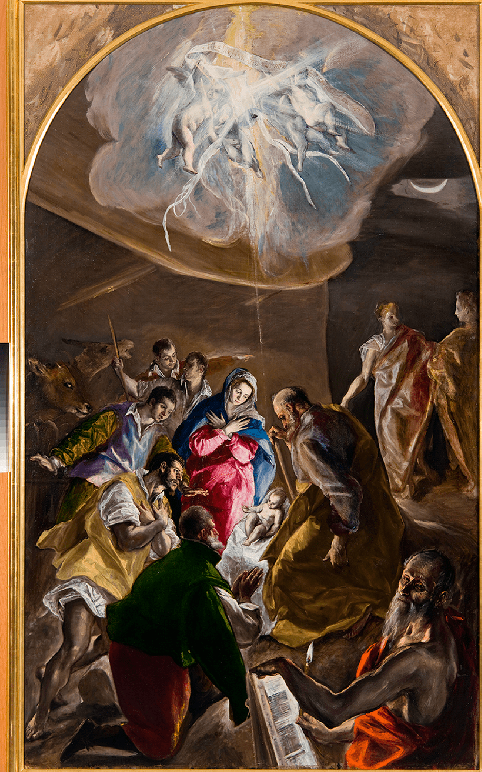 El Greco. 'Adoración de los Pastores (1577-1579). Óleo sobre lienzo. 210 x 128 cm. Colección Fundación Botín.