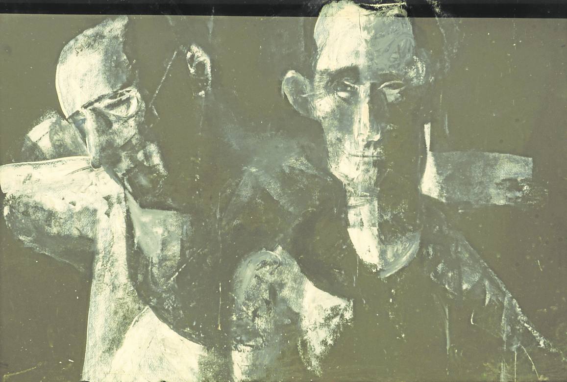 'Jardineros de Roma'. 1965 - 1968. Dibujo de grafito y témpera s/papel.