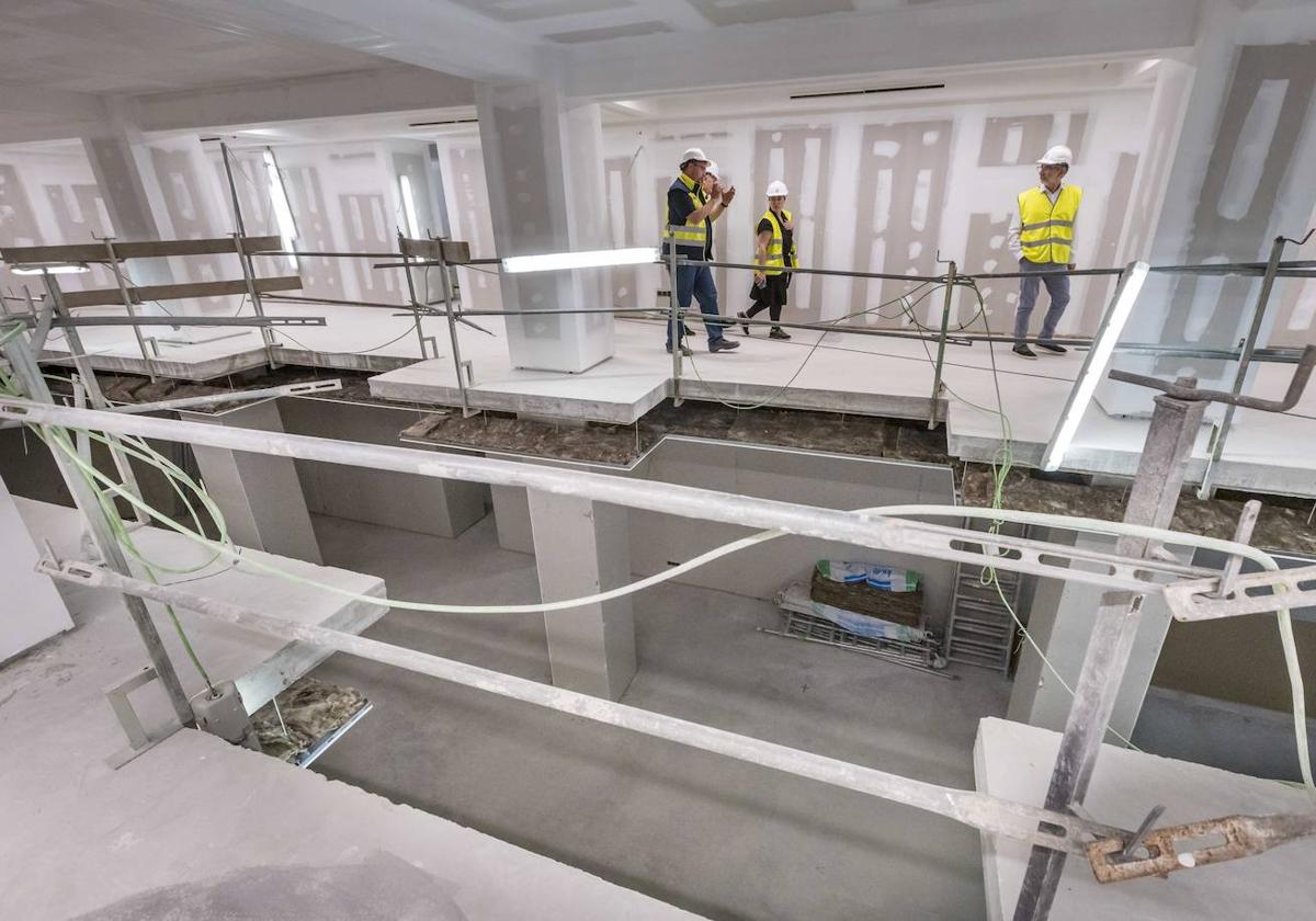 Imagen reciente de las obras interiores de rehabilitación del Museo de Arte de Santander, que afrontan su tramo final