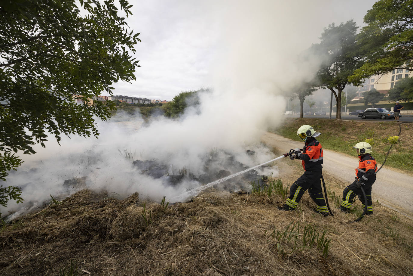 Una vez apagado el foco que rebrotó, los bomberos refrescaron el terreno.