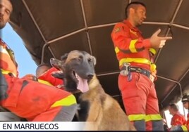 El militar Antonio Alonso junto a sus compañeros de la UME en Marruecos.