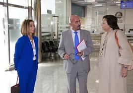 María Jesús Cabero, César Pascual e Isabel Frutos, este miércoles antes de la presentación de la campaña de la vacunación contra el covid y la gripe.