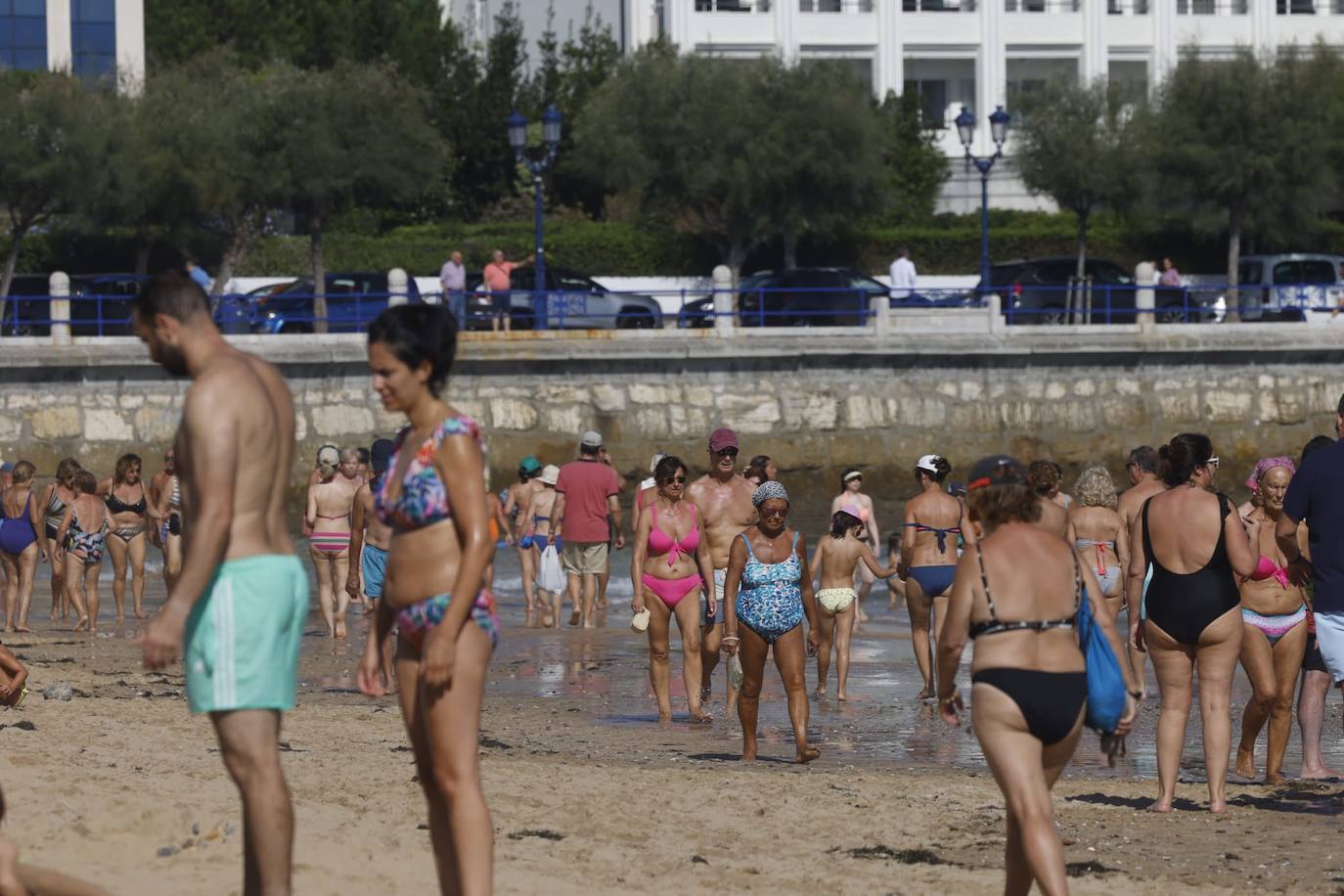 Muchos han aprovechado para pasear por la orilla y disfrutar del sol.