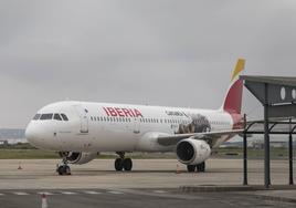 Imagen de arhivo de un avión de Iberia en el Seve Ballesteros