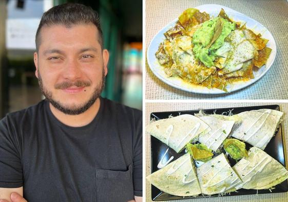 Luis Alejandro es el jefe de sala. A la derecha, nachos con queso y guacamole y, abajo. quesadillas. El restaurante cuenta con nueve tipos diferentes de este último plato.