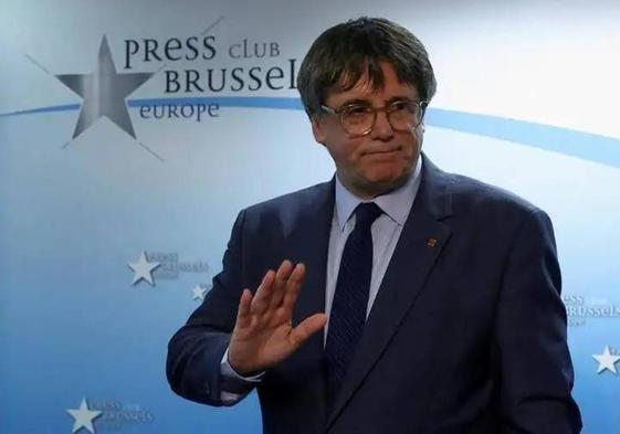 Puigdemont, durante la rueda de prensa en Bruselas.