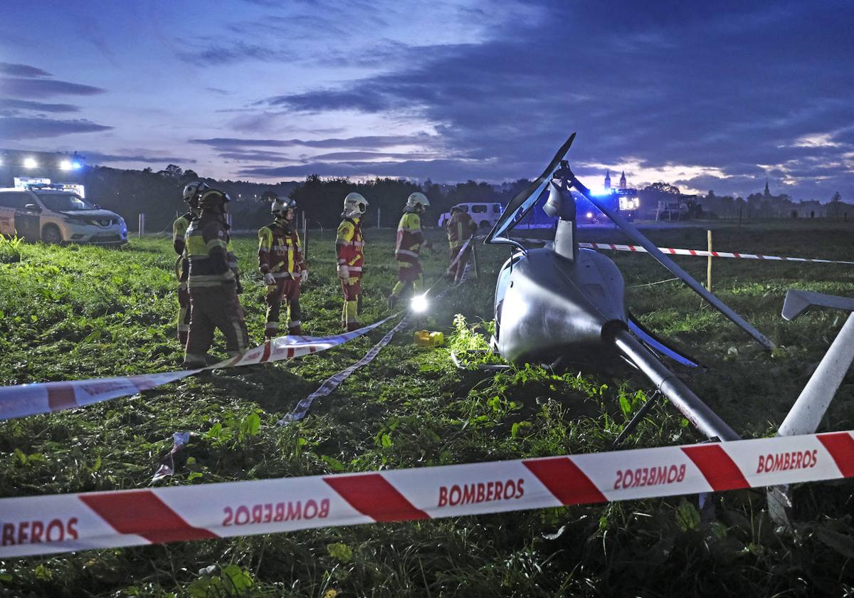 Dos hombres resultan heridos al estrellarse su helicóptero en Cóbreces