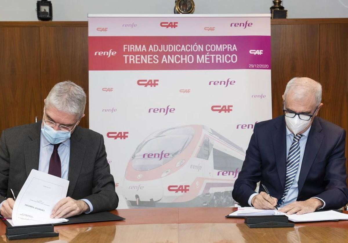 En diciembre de 2020, Isaías Táboas y Andrés Arizkorreta firman el contrato como presidentes de Renfe y CAF.