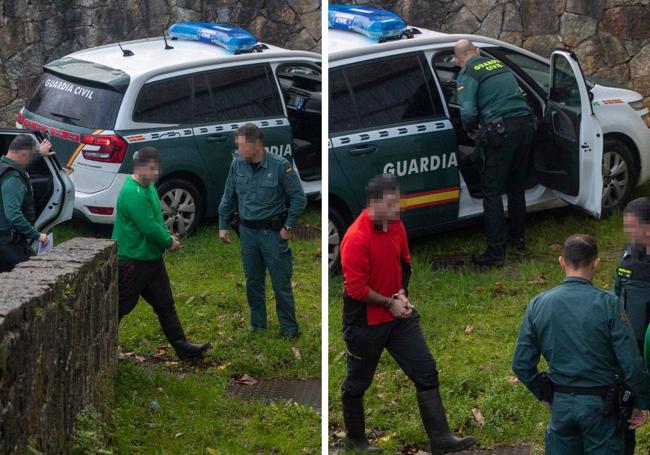 Los detenidos entran esposados en el juzgado.