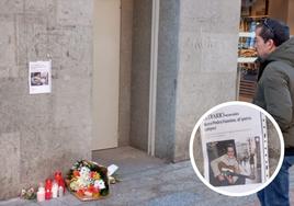 Un hombre se detiene este domingo en el altar improvisado para homenajear a Pedro Fuentes.