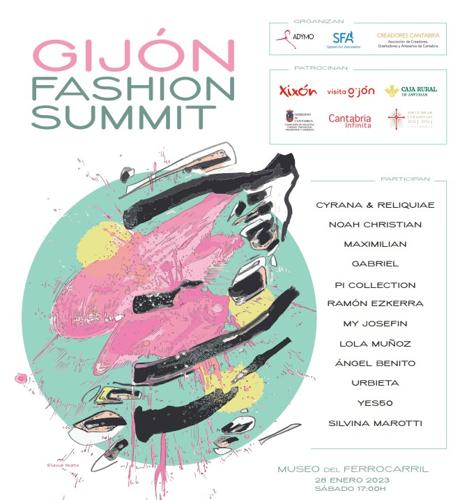 Imagen - El cartel del Gijón Fashion Summit ha sido creado por la artista asturiana, Elena Rato. En palabras de la autora, se trata de una obra que tiene como protagonista «una mancha pictórica de gran fuerza e impacto y, al mismo tiempo, un punto delicado y orgánico como elemento de la naturaleza. Rato añade también que es «una pintura viva que enlaza con la idea de ecosistema local del trabajo de artistas y creadores, enmarcado en una esfera que subraya el concepto de circularidad clave del proyecto». Los colores elegidos son el verde y el turquesa, haciendo referencia a la sostenibilidad natural». 