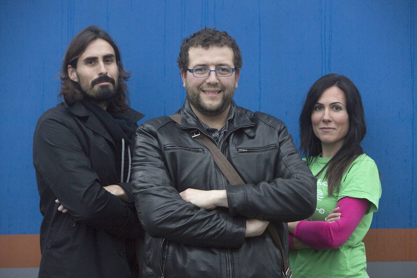 Candidatura de 'Sí se Puede' a las primarias de Podemos Cantabria en 2015. Juanma Brun, Antonio Mantecón y Mariasun Arenado.