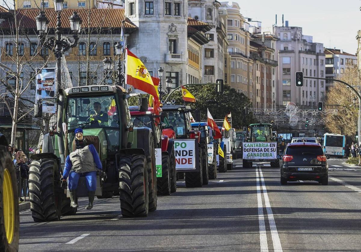 Imagen de archivo de una protesta del sector primario en Santander.