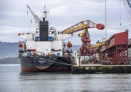 Un barco abarloado junto a la Terminal Agroalimentaria, el pasado enero.