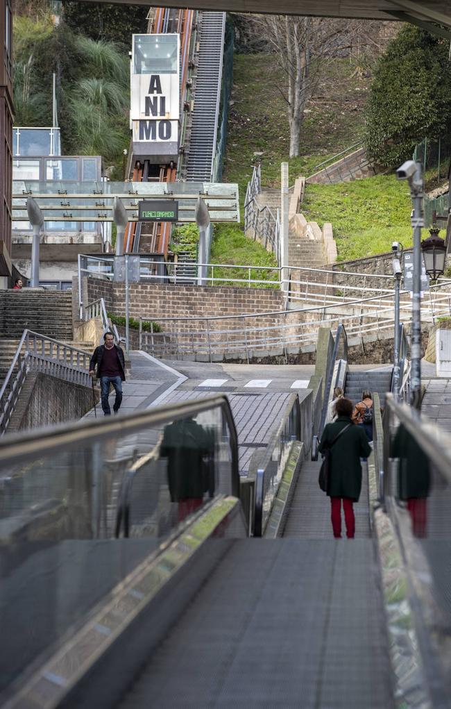 Itinerario mecánico del Río de la Pila, con dos rampas, dos escaleras y un funicular.