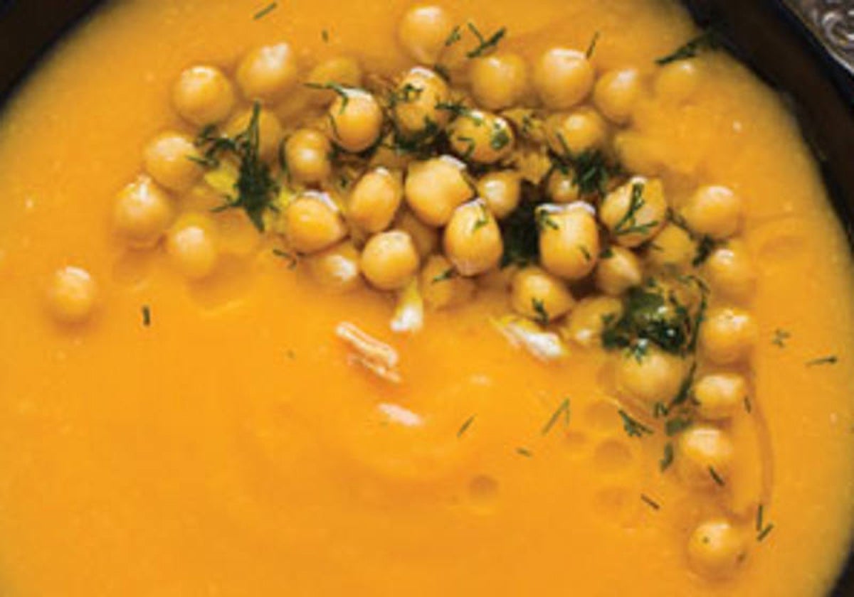 Crema de garbanzos con calabaza.