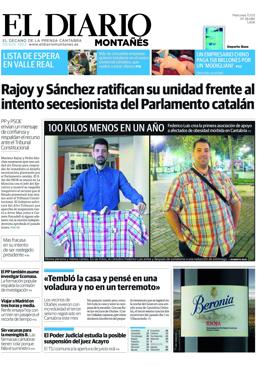 Imagen - Una historia en tres fotografías. Portada de El Diario Montañés, publicada en 2015, con el testimonio de Federico Luis Moya tras la cirugía que le ayudó a perder cien kilos en un año. Encabezando esta información, una imagen del cántabro en la actualidad.