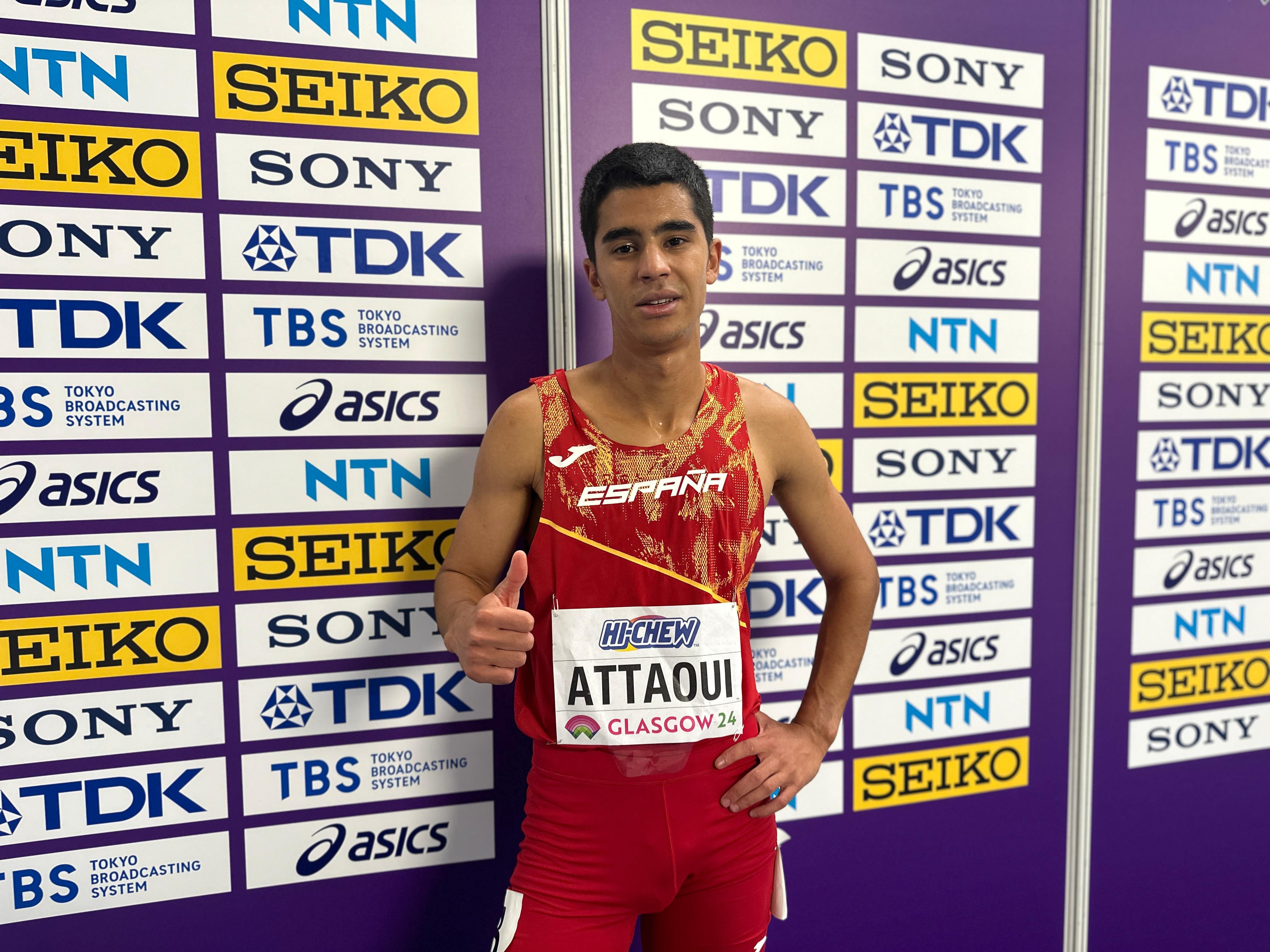 Attaoui, tras la segunda semifinal de 800 metros del Mundial de Glasgow.