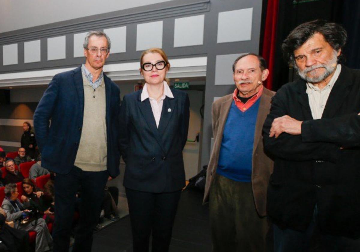 Enrique Bolado, Eva Guillermina Fernández, Miguel Marías y Víctor Erice en la Filmoteca.