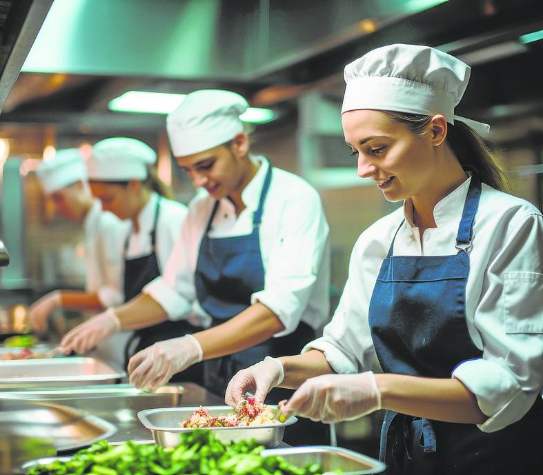 Futuros cocineros durante su periodo de formación.