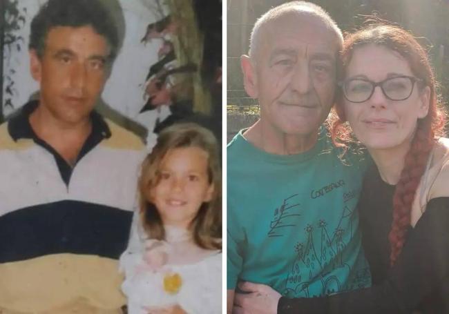 Antonio y su hija Begoña el día de su comunión y hace unos días, cuando se reencontraron tras 20 años sin verse.