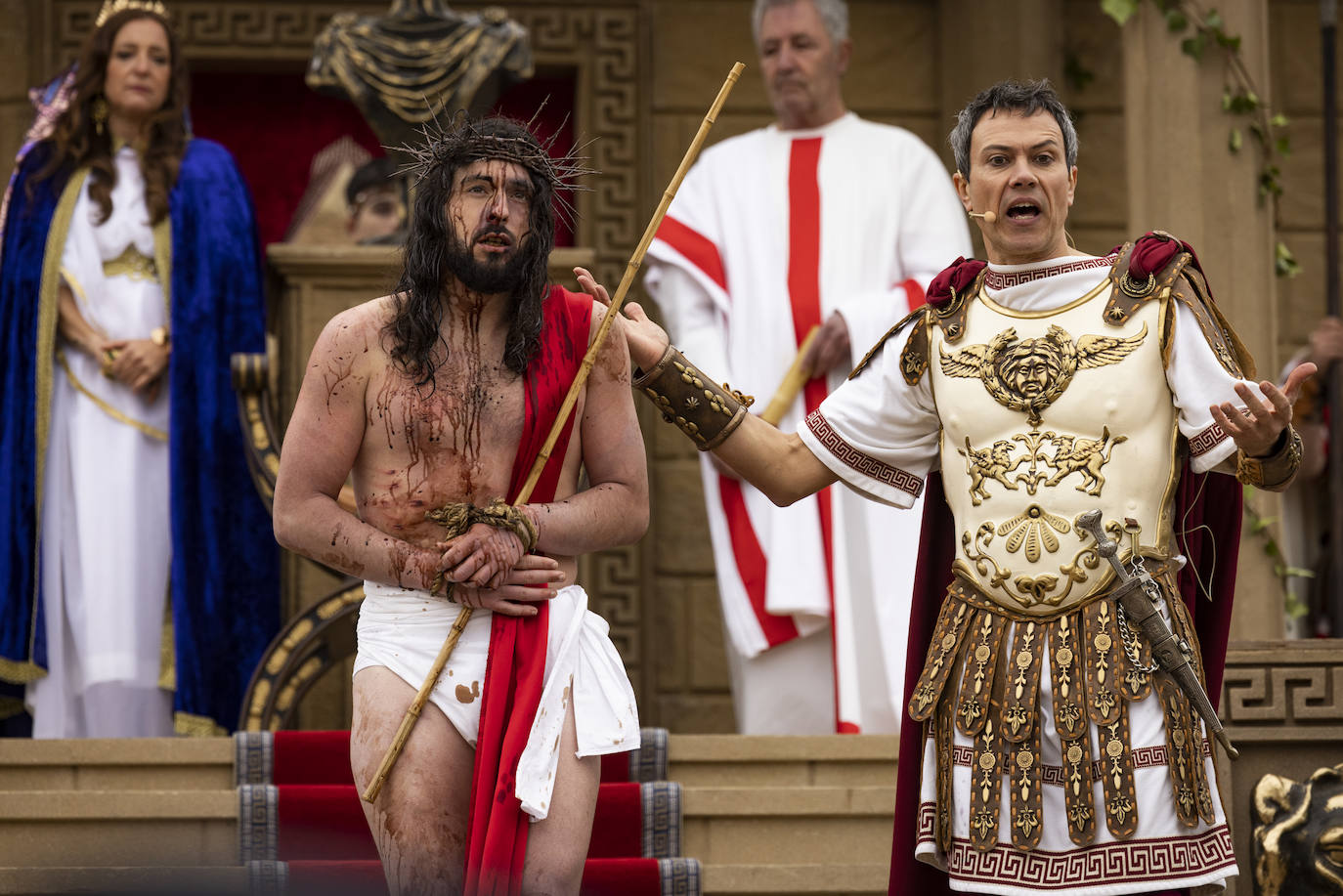 Jesús ya proclamado Cristo y con la corona de espinos sobre su cabeza.