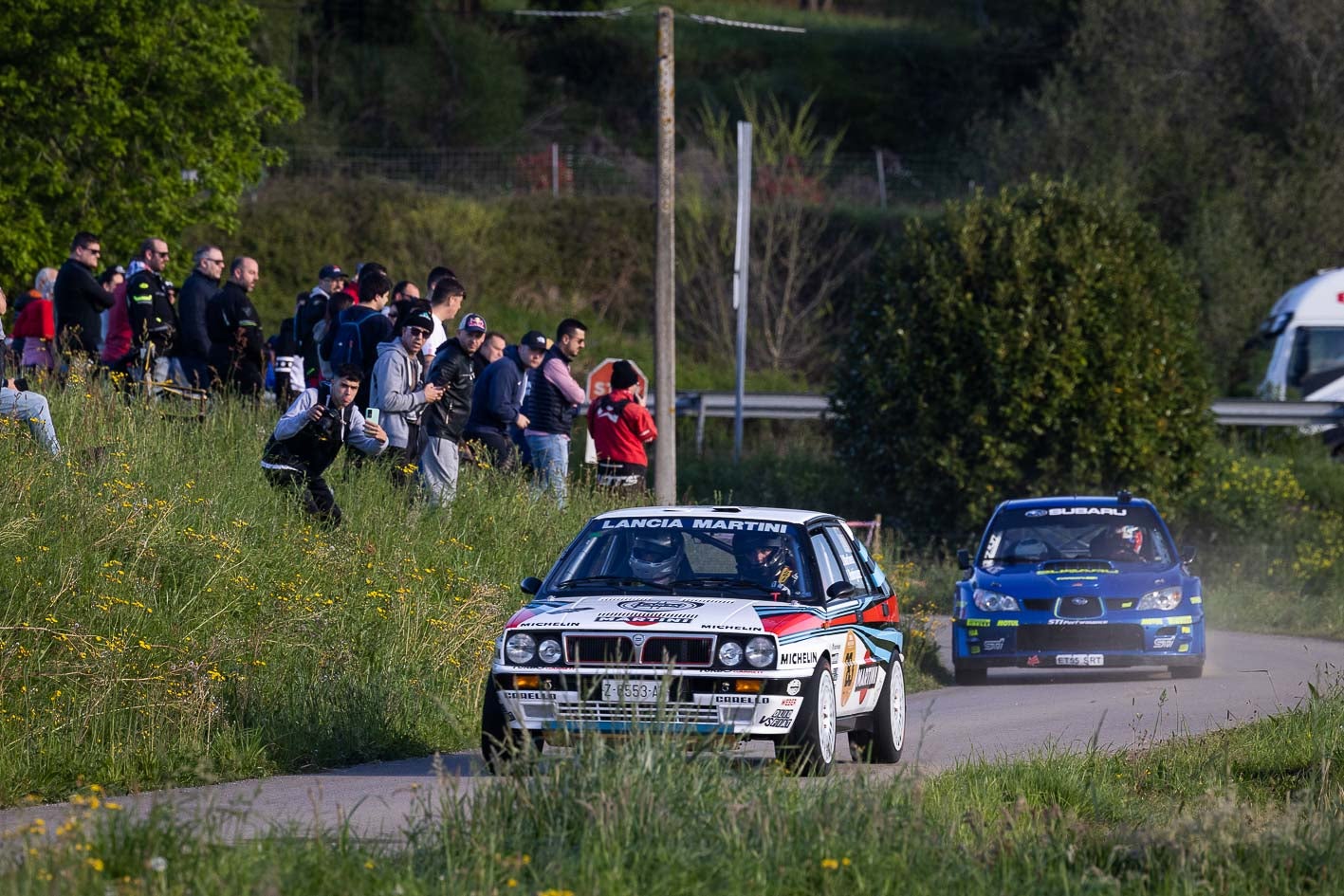 El Lancia de Óscar Martínez, en el shakedown.