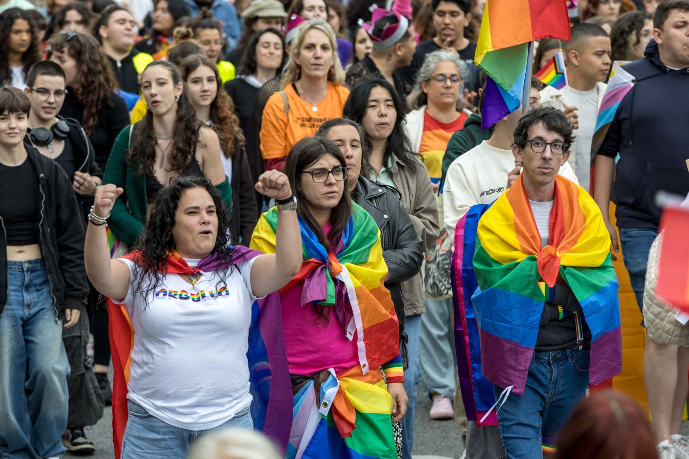 Pese a ser una manifestación, el ambiente de la convocatoria fue distendido pero igual mente reivindicativo.