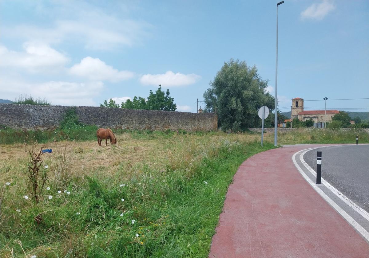 Parcela verde en la que se va a crear el aparcamiento disuasorio.