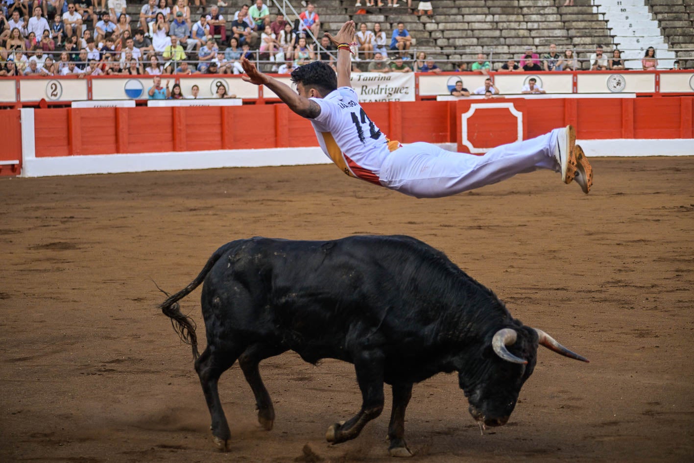 Rafa Espada vuela por encima del toro