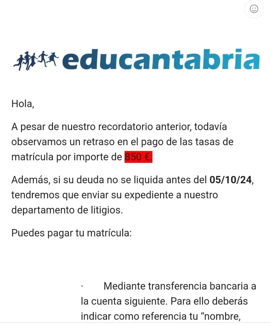 Intento de estafa suplantando la imagen de Educantabria