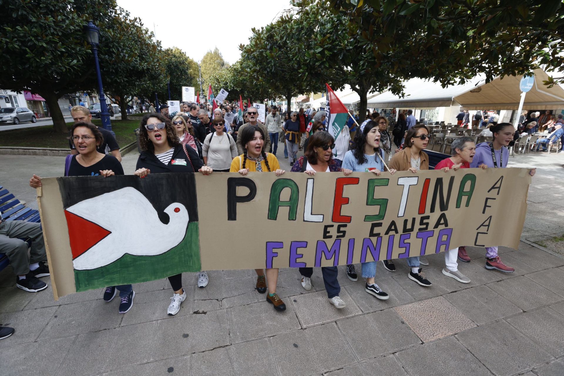 Una de las pancartas de apoyo a las mujeres de Gaza.