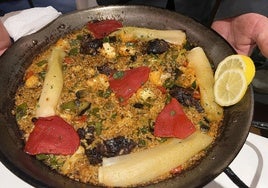 Arroz de carrilleras ibéricas con puerros.