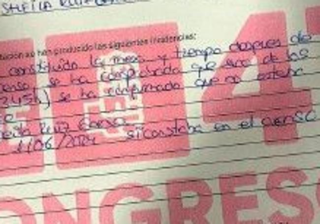 acta firmada y validada de las votaciones en Cartes