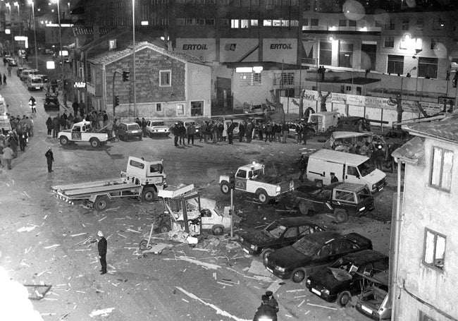 Escenario de destrucción del atentado en La Albericia en 1992.